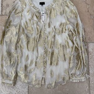 Talbots Gold Pattern Blouse Size XS NWT
